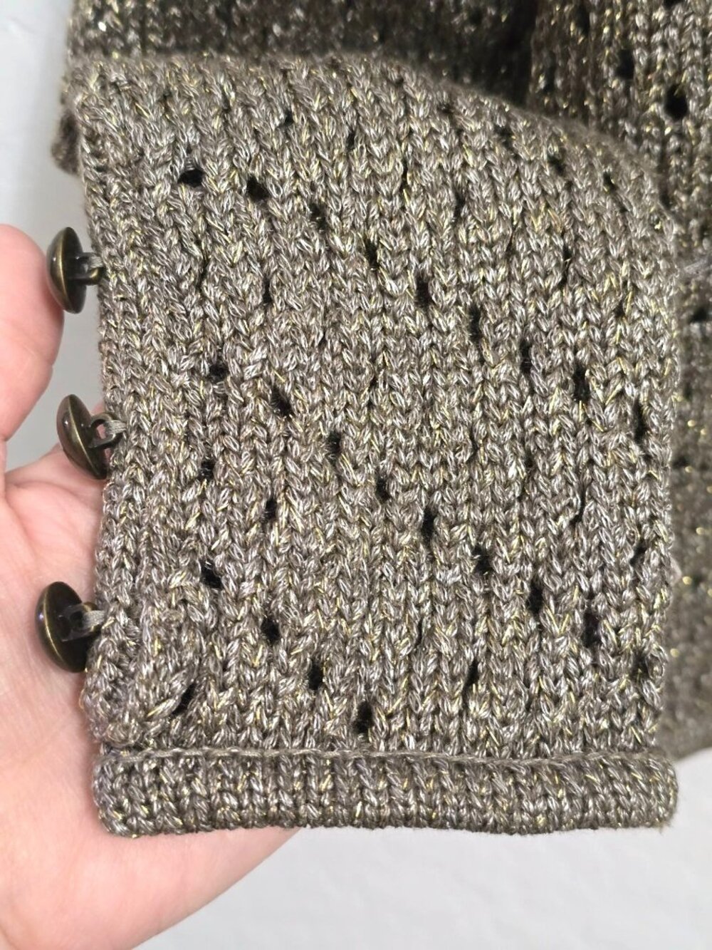 NWT Chicos Size 0 Florence Cardigan Sweater Sherwood Olive Metallic Knit - Picture 3 of 8